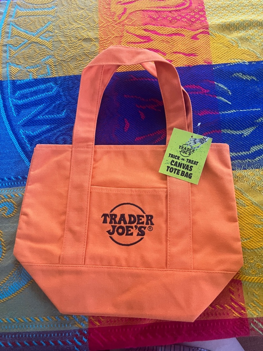 Trader Joe's Orange Canvas Mini Tote Bag